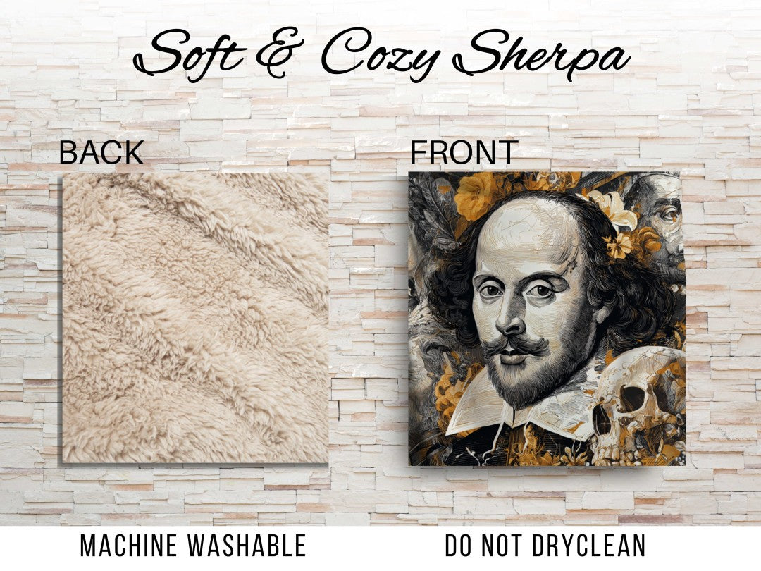 William Shakespeare Gothic Collage Sherpa Throw Blanket