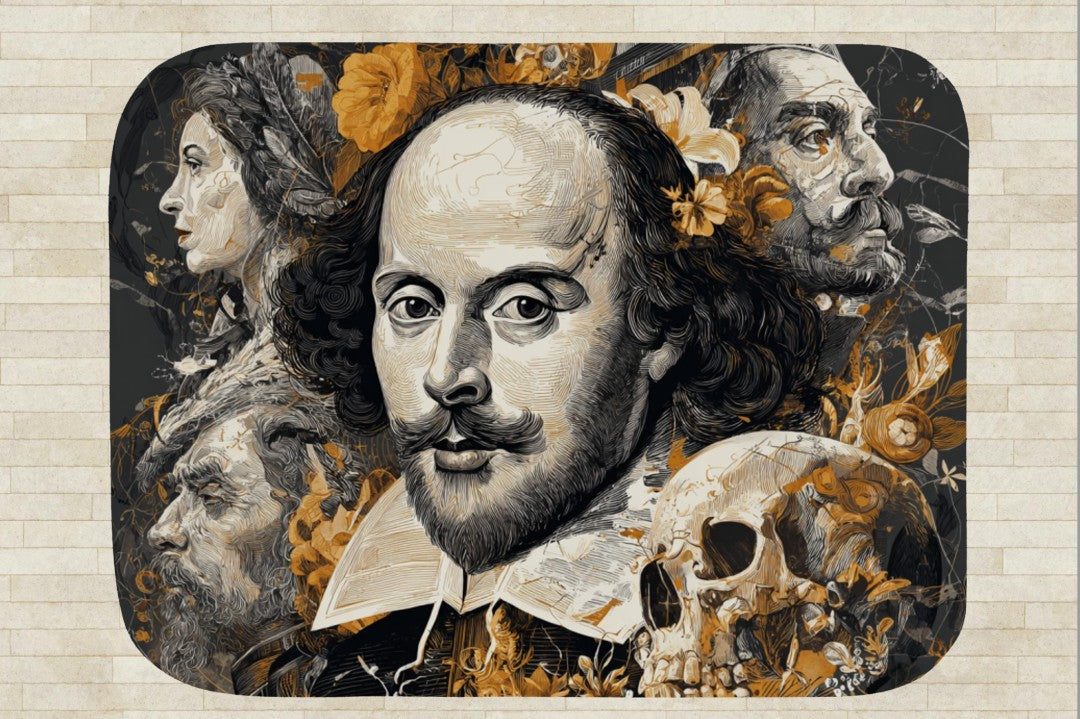 William Shakespeare Gothic Collage Sherpa Throw Blanket