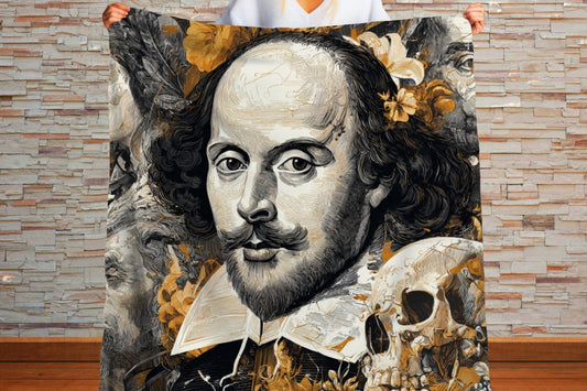 William Shakespeare Gothic Collage Sherpa Throw Blanket