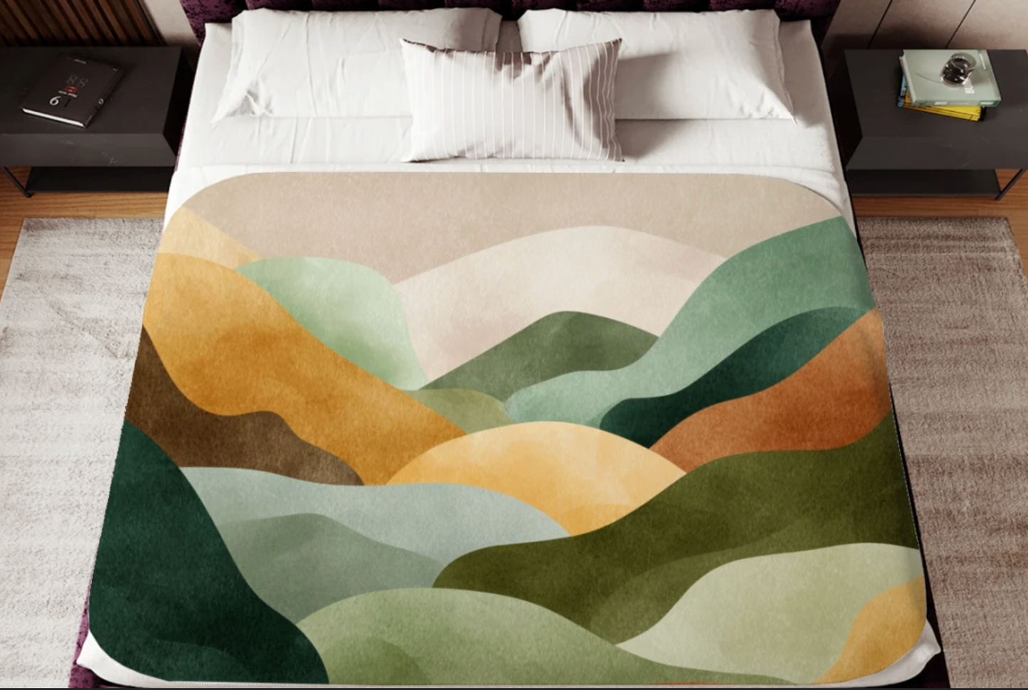 Abstract Landscape Sherpa Throw Blanket