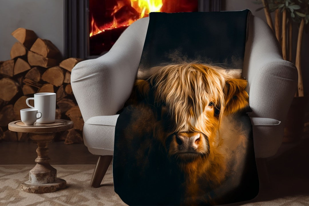 Highland Cow Sherpa Throw Blanket