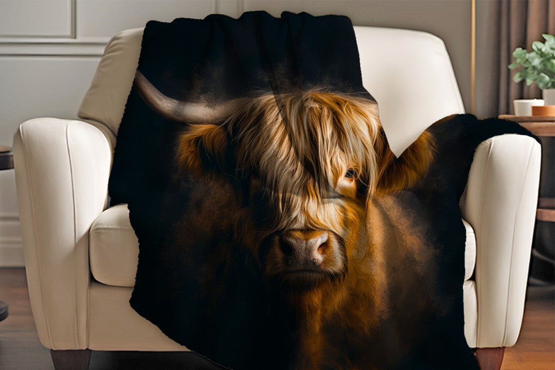 Highland Cow Sherpa Throw Blanket