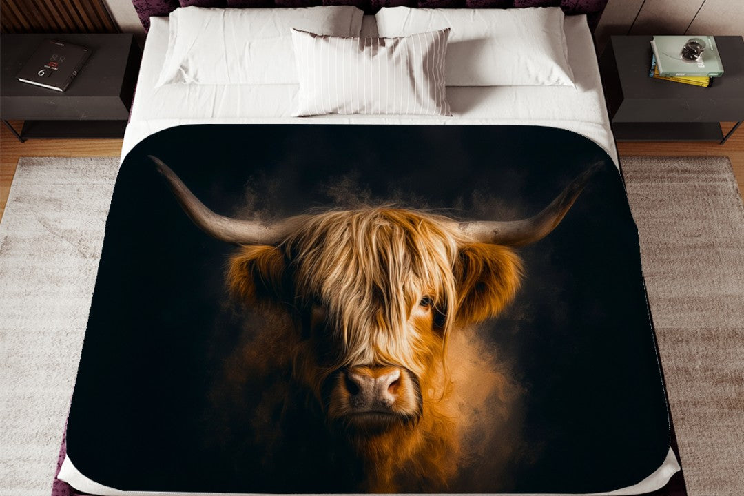Highland Cow Sherpa Throw Blanket