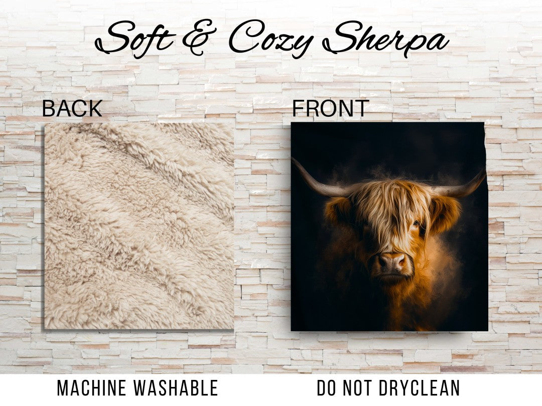 Highland Cow Sherpa Throw Blanket