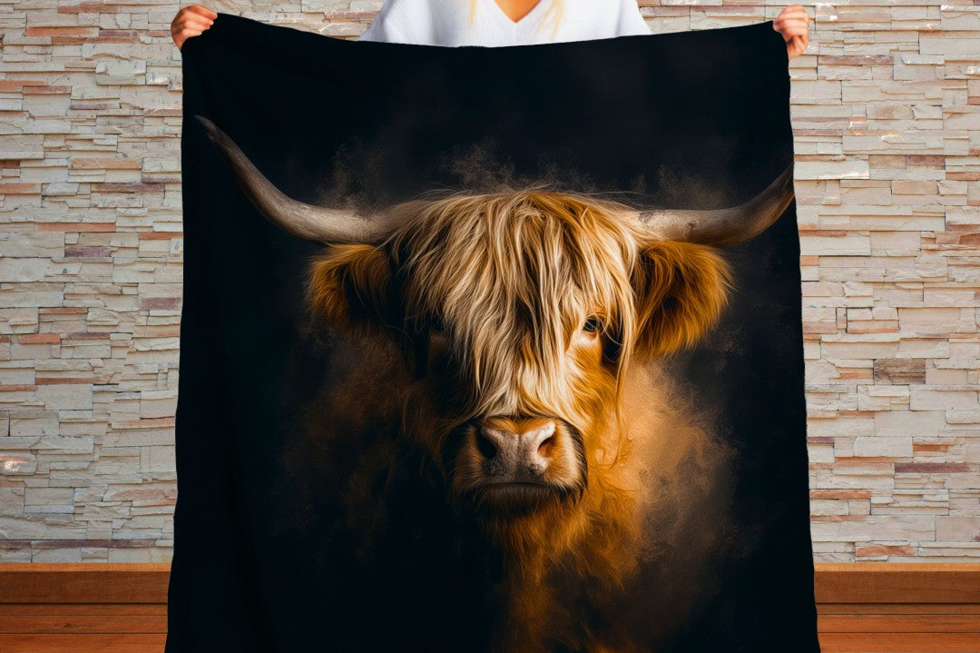 Highland Cow Sherpa Throw Blanket