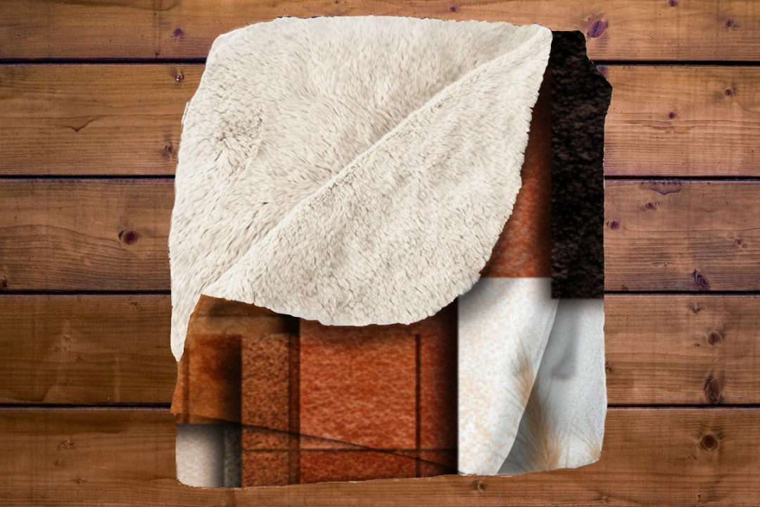 Neutral Botanical Abstract Sherpa Throw Blanket