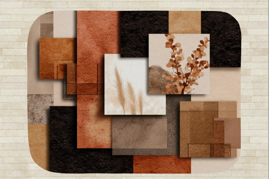 Neutral Botanical Abstract Sherpa Throw Blanket