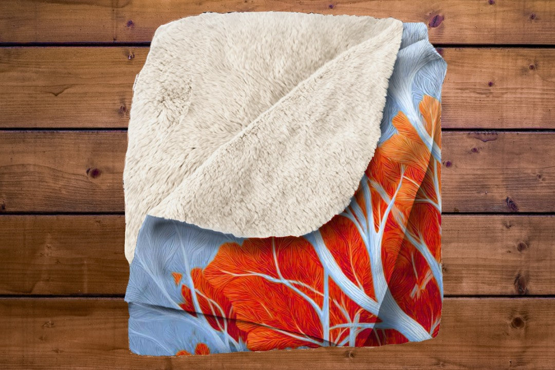 Fox Woodland Sherpa Blanket Whimsical Forest Animal Cozy Throw