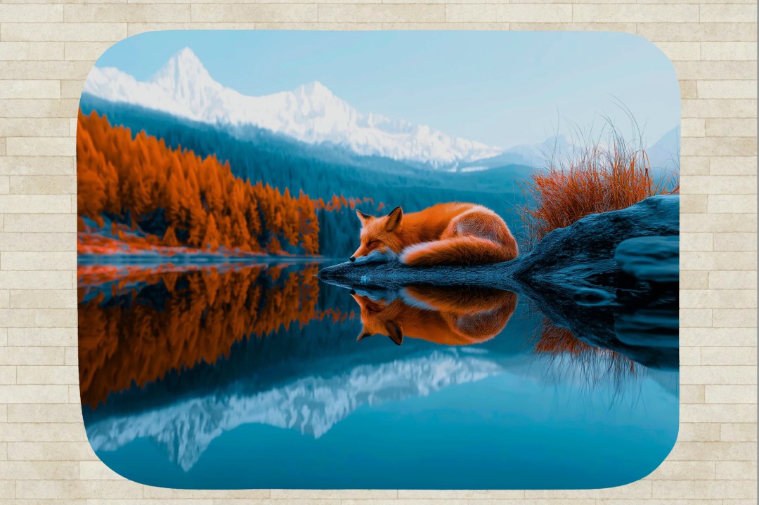 Sleeping Fox Lake Sherpa Blanket Serene Nature Cozy Throw