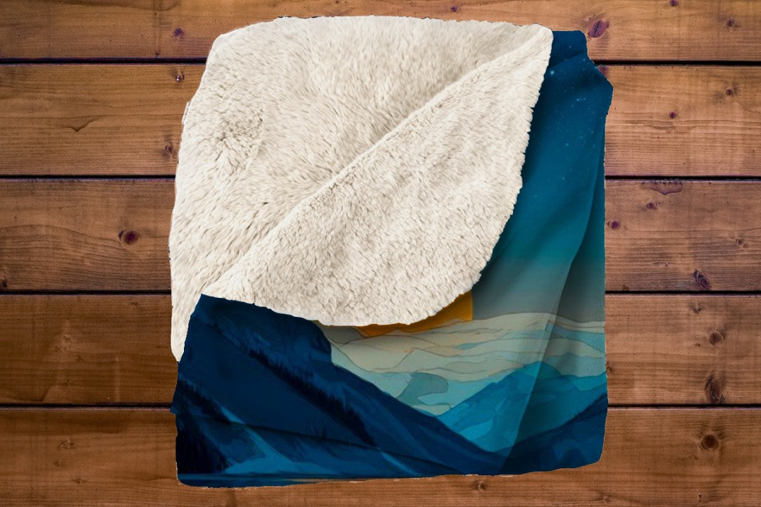 Fox Canoe Lake Sherpa Blanket Night Mountain Cozy Throw
