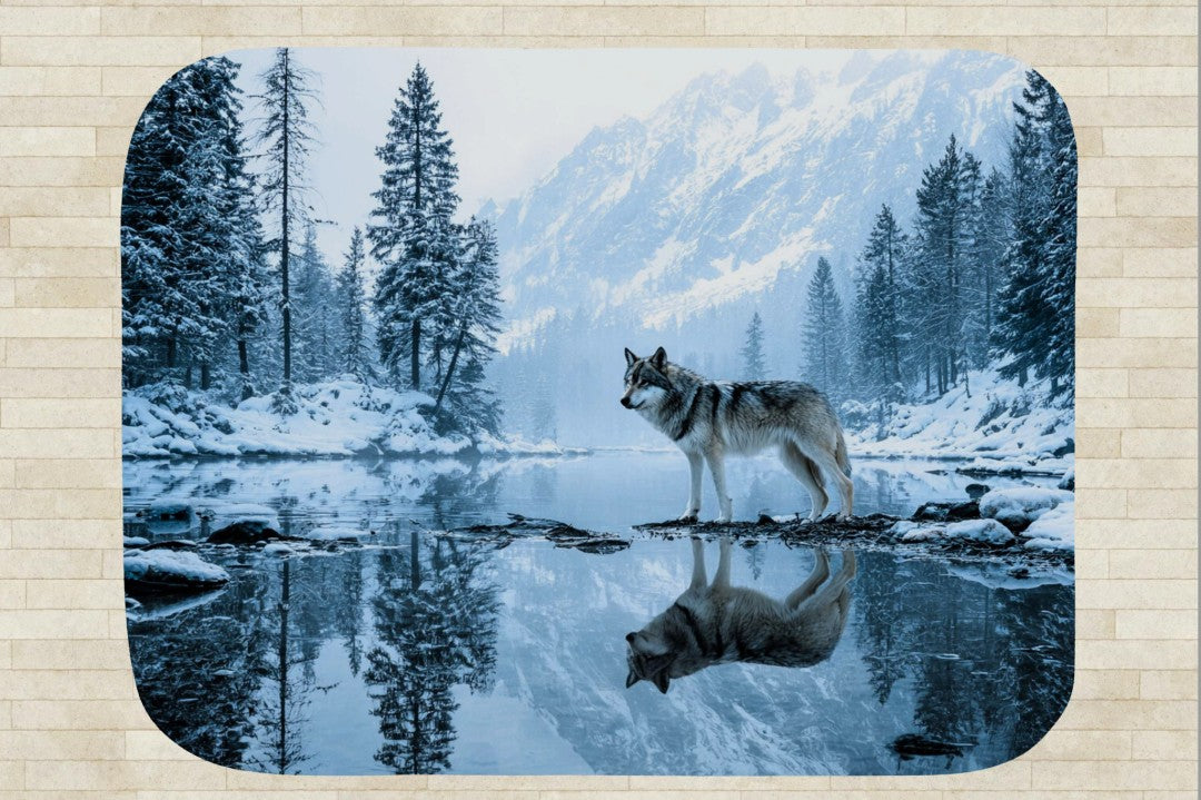 Winter Wolf Sherpa Blanket Snowy Forest Wildlife Cozy Throw