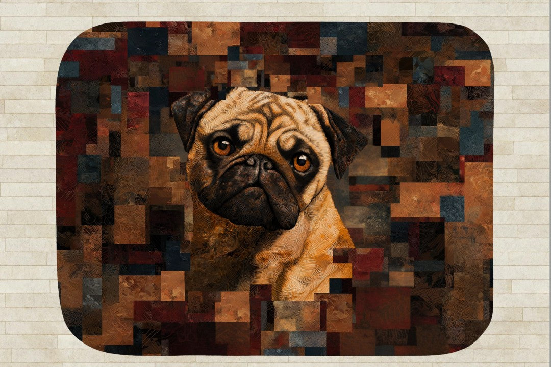 Pug Art Sherpa Blanket Modern Dog Portrait Cozy Throw