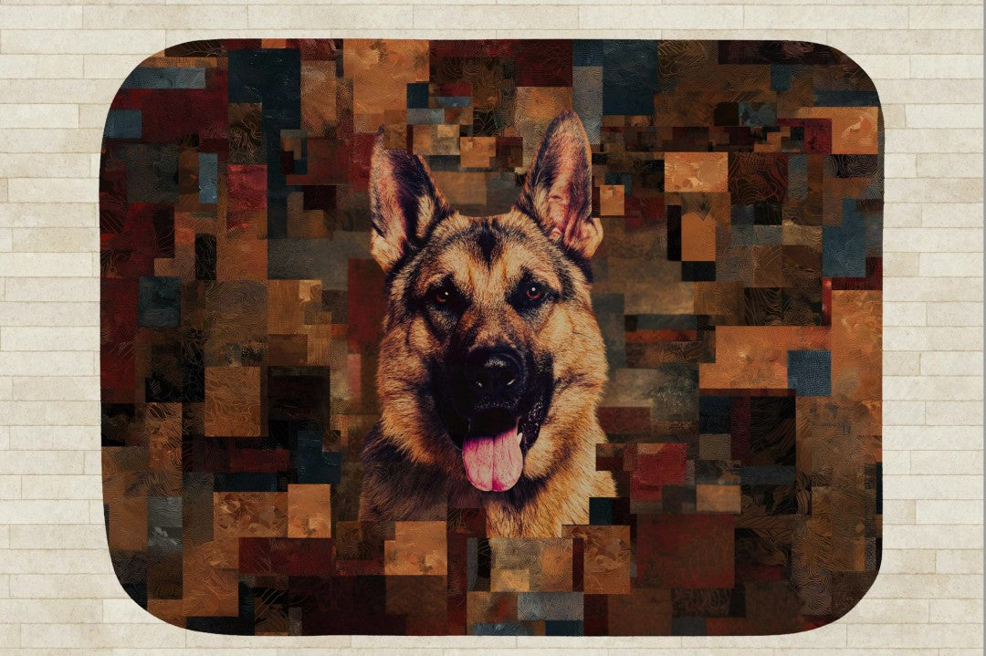 German Shepherd Art Sherpa Blanket Modern Dog Portrait Cozy Throw