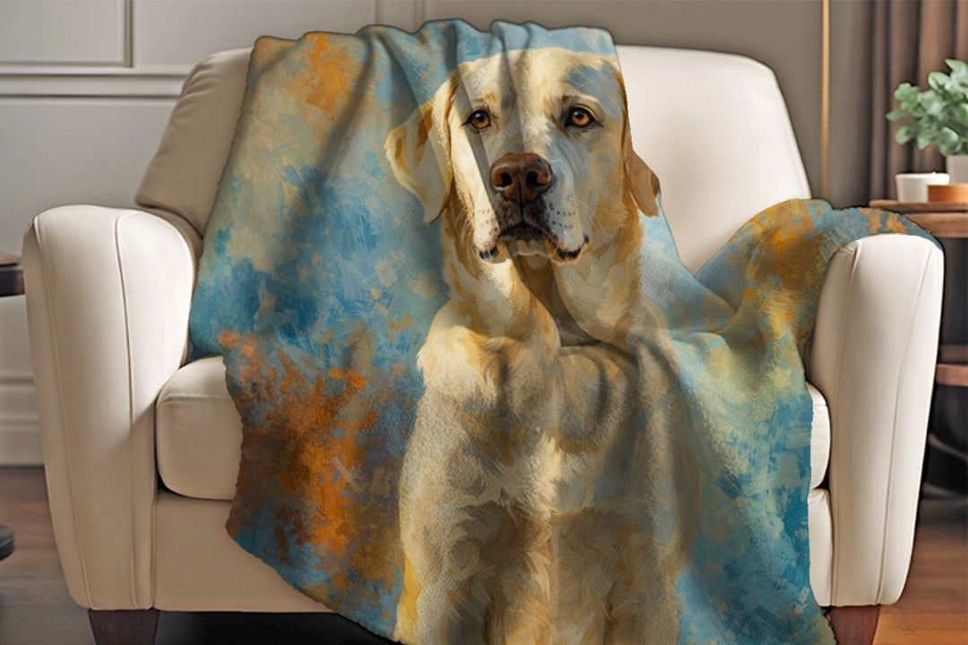 Labrador Retriever Sherpa Blanket, Yellow Lab Dog Blanket, Cozy Dog Lover Gift, Soft Pet Throw Blanket