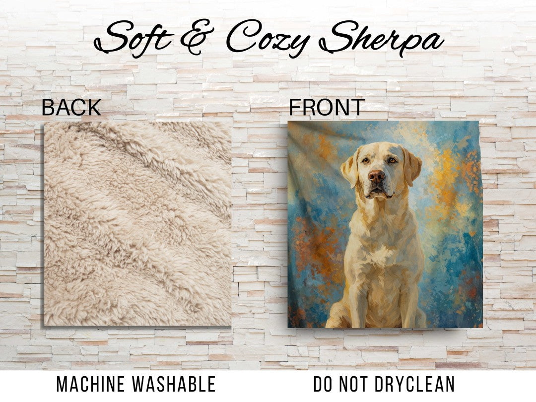 Labrador Retriever Sherpa Blanket, Yellow Lab Dog Blanket, Cozy Dog Lover Gift, Soft Pet Throw Blanket