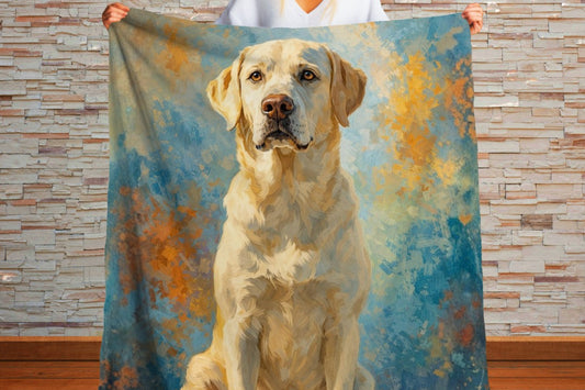 Labrador Retriever Sherpa Blanket, Yellow Lab Dog Blanket, Cozy Dog Lover Gift, Soft Pet Throw Blanket