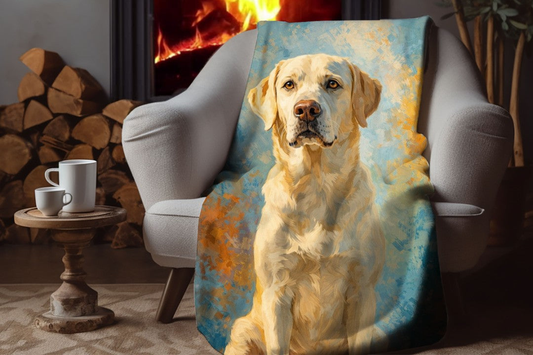 Labrador Retriever Sherpa Blanket, Yellow Lab Dog Blanket, Cozy Dog Lover Gift, Soft Pet Throw Blanket