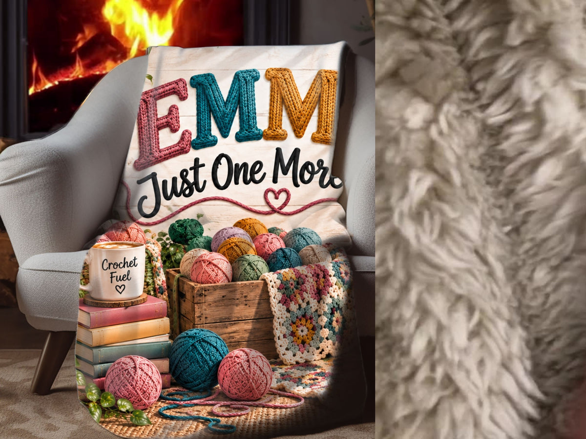 Personalized Crochet Lover Blanket. Just One More Row Sherpa Throw