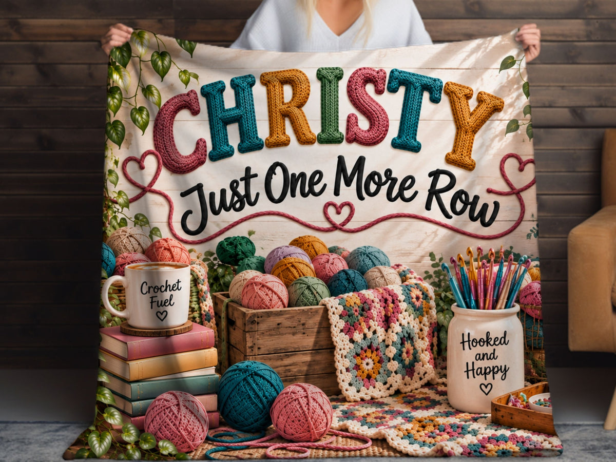 Personalized Crochet Lover Blanket. Just One More Row Sherpa Throw