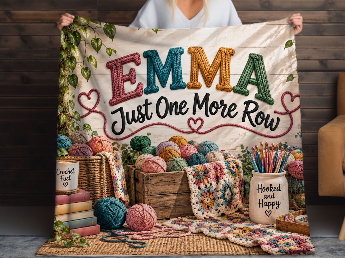 Personalized Crochet Lover Blanket. Just One More Row Sherpa Throw