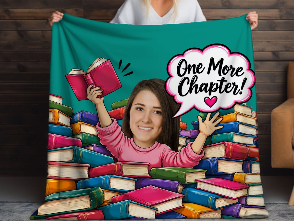 Personalized Book Lover Blanket Custom Face Gift