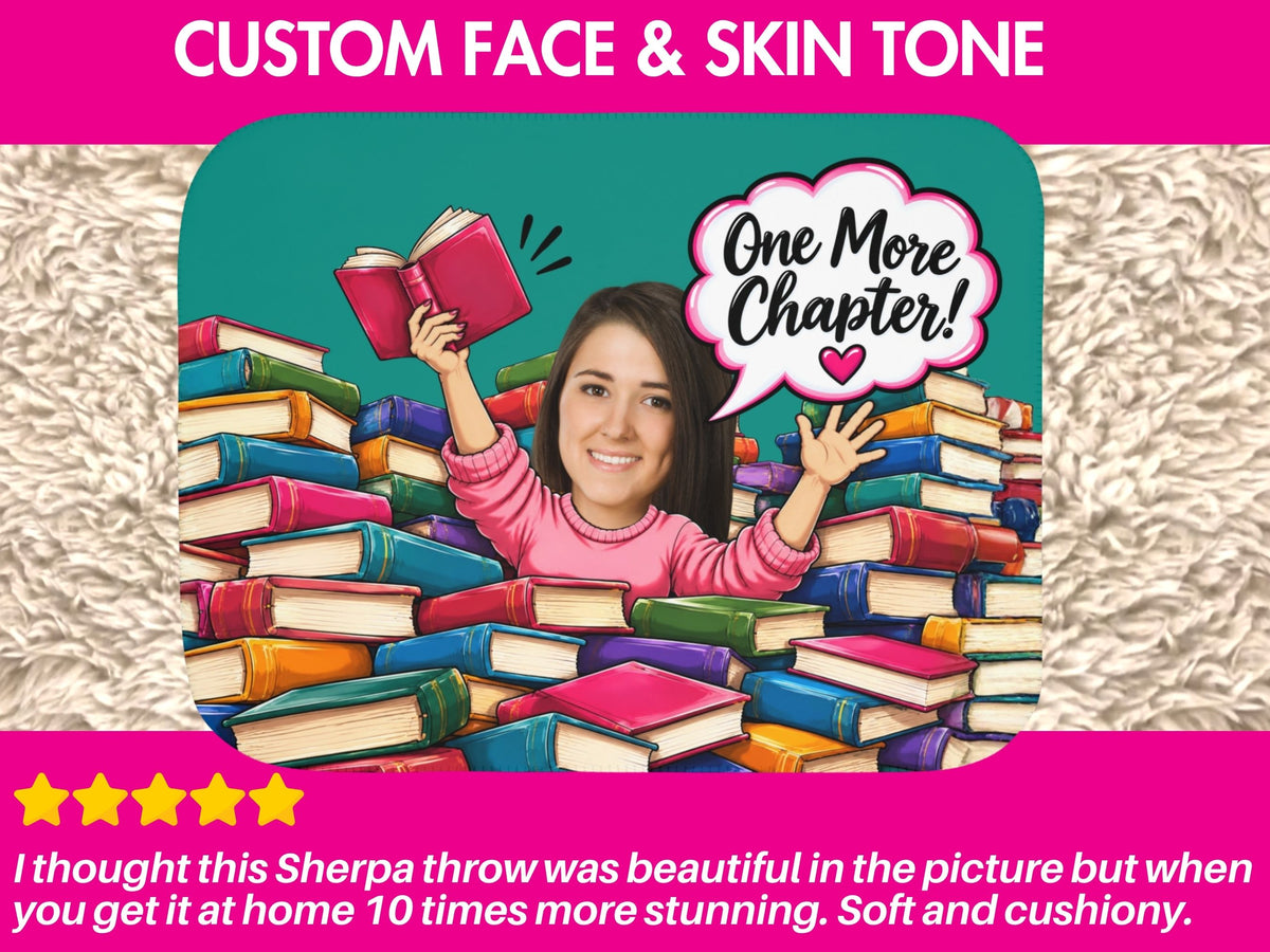 Personalized Book Lover Blanket Custom Face Gift