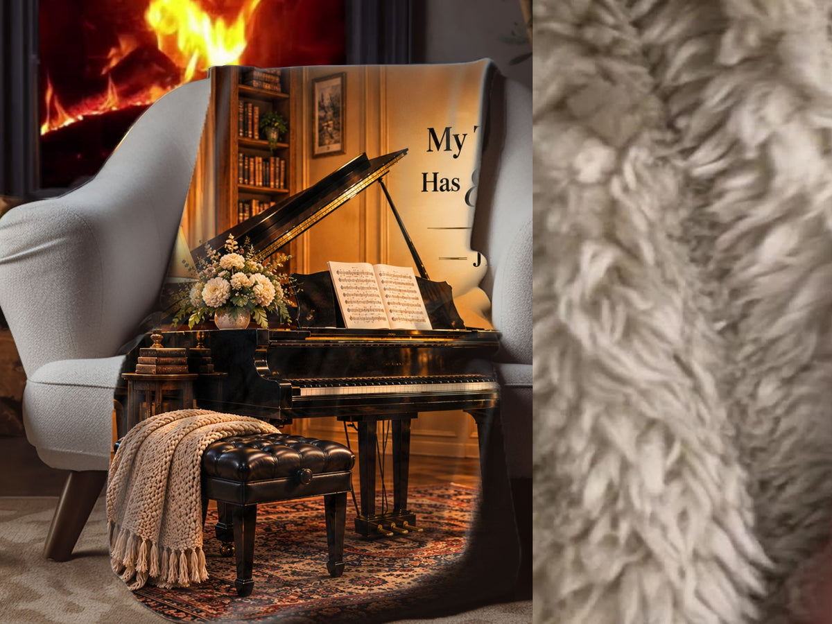 Personalized Piano Sherpa Blanket, Funny Pianist Gift, Custom Music Lover Blanket