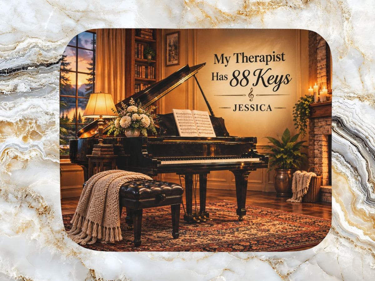 Personalized Piano Sherpa Blanket, Funny Pianist Gift, Custom Music Lover Blanket