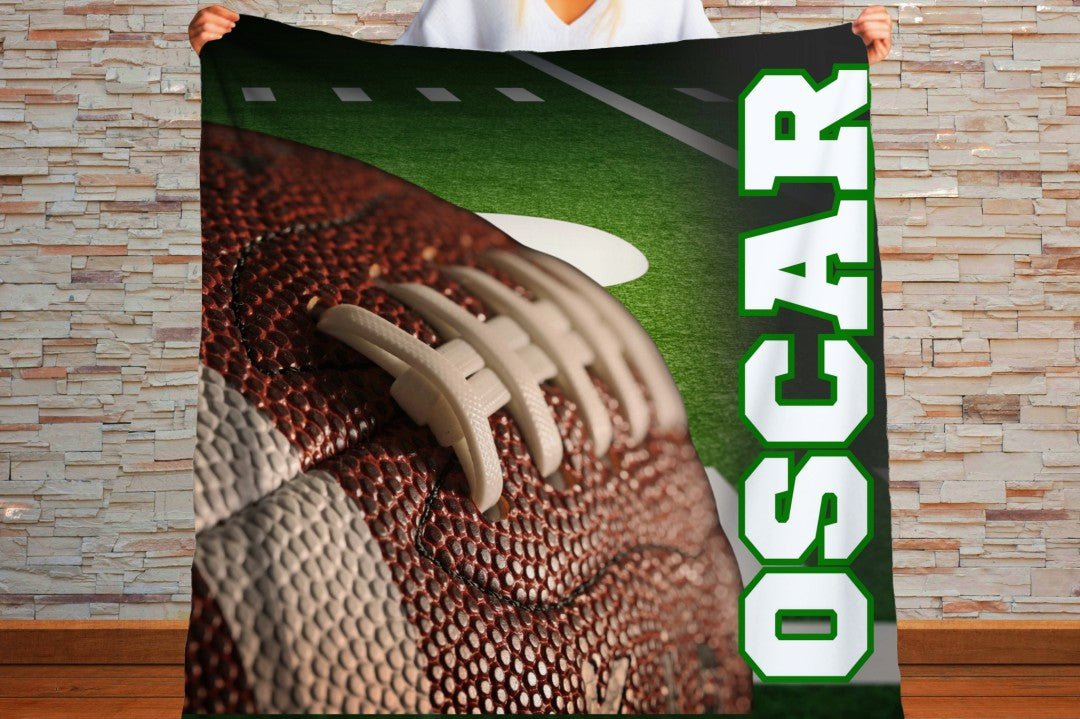 Sherpa Throw Blanket - Football Gift Design with Personalized name - Soft Plush Throw Blanket-Jacobson Cottage