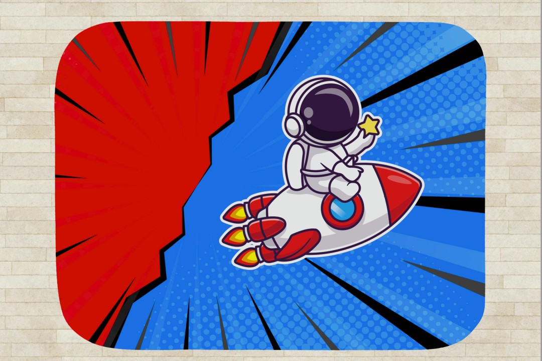 Sherpa Throw Blanket - Kids Rocket Ship Astronaut Design - Soft Plush Throw Blanket-Jacobson Cottage