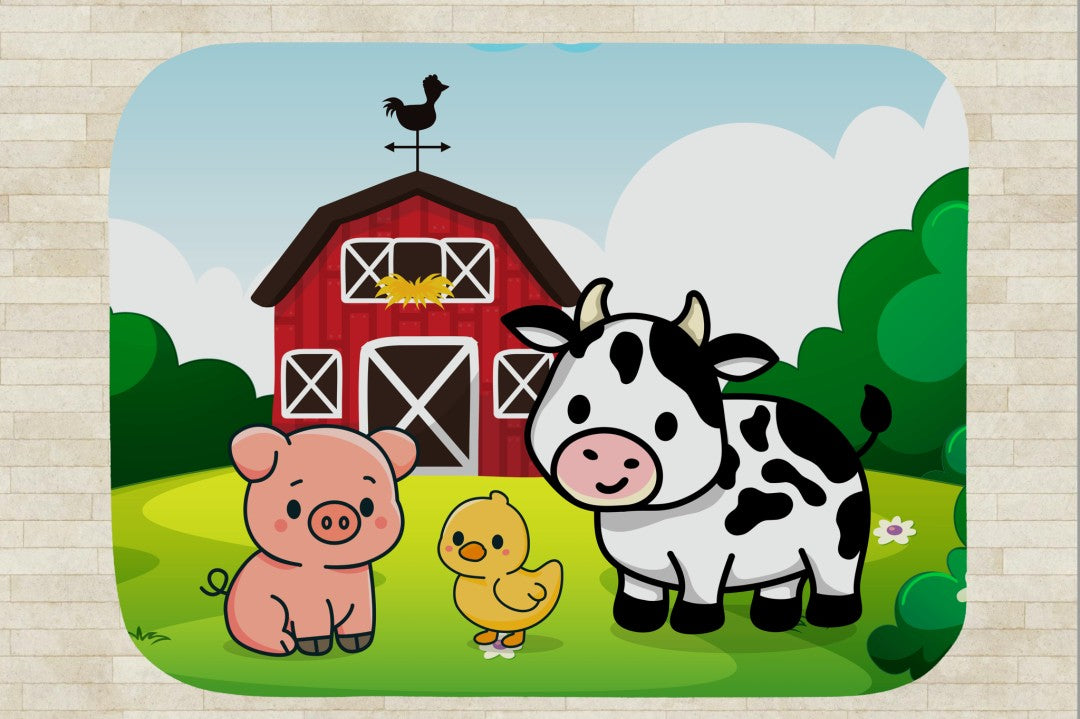 Sherpa Throw Blanket - Cute Farm Animals and Barn Design - Soft Plush Throw Blanket-Jacobson Cottage