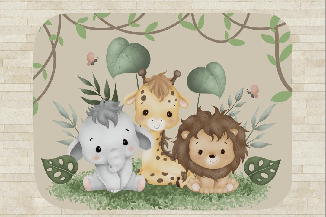 Sherpa Throw Blanket - Baby Safari Design - Soft Plush Throw Blanket-Jacobson Cottage