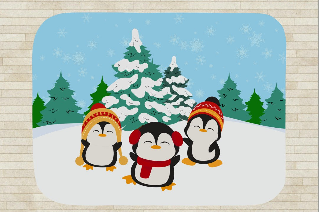 Sherpa Throw Blanket - Winter Penguins in Snow - Soft Plush Throw Blanket-Jacobson Cottage