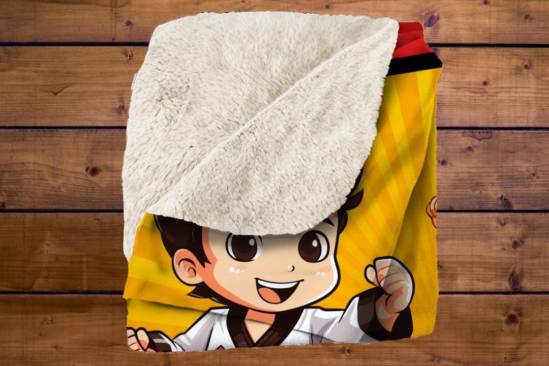 Sherpa Throw Blanket - Kids Karate Design - Soft Plush Throw Blanket-Jacobson Cottage