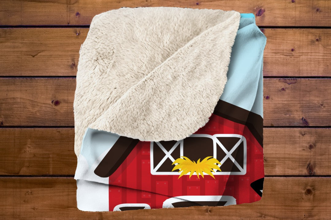 Sherpa Throw Blanket - Cute Farm Animals and Barn Design - Soft Plush Throw Blanket-Jacobson Cottage