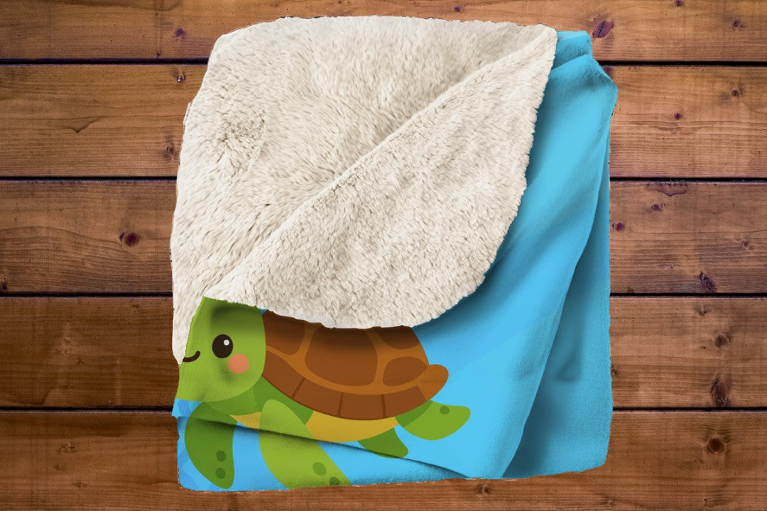 Sherpa Throw Blanket - Kids Ocean Animals Design - Soft Plush Throw Blanket-Jacobson Cottage