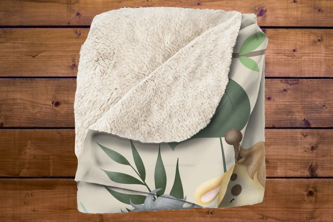 Sherpa Throw Blanket - Baby Safari Design - Soft Plush Throw Blanket-Jacobson Cottage