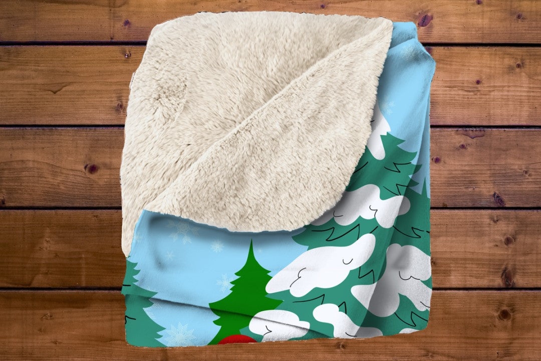 Sherpa Throw Blanket - Winter Penguins in Snow - Soft Plush Throw Blanket-Jacobson Cottage