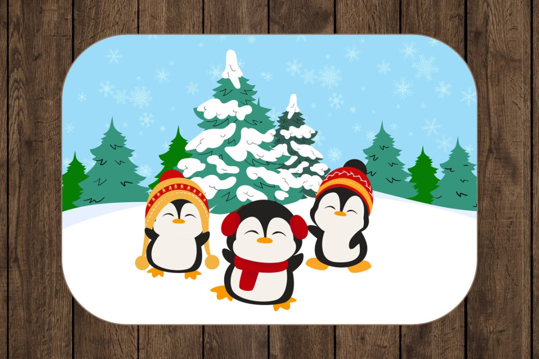 Sherpa Throw Blanket - Winter Penguins in Snow - Soft Plush Throw Blanket-Jacobson Cottage