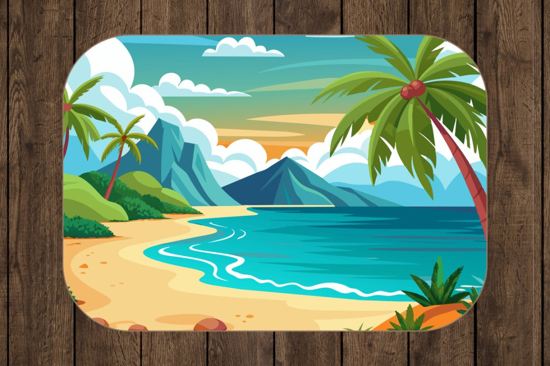 Sherpa Throw Blanket - Tropical Beach and Palm Trees - Soft Plush Throw Blanket-Jacobson Cottage