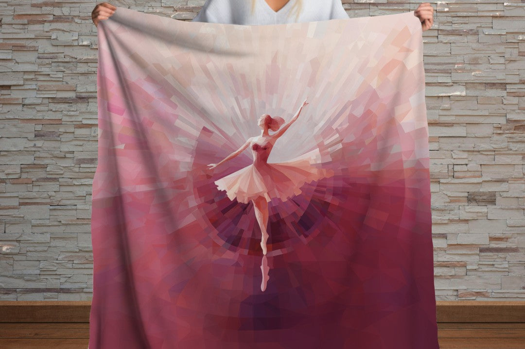 Sherpa Throw Blanket - Ballerina Painting Design in shades of Pink - Soft Plush Throw Blanket-Jacobson Cottage