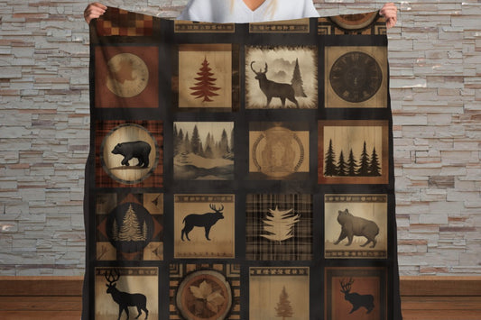 Sherpa Throw Blanket - Cabin in the woods Rustic Soft Plush Throw Blanket