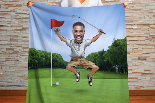 Sherpa Throw Blanket - Funny Custom Golf with Personalized Face - Soft Plush Throw Blanket-Jacobson Cottage
