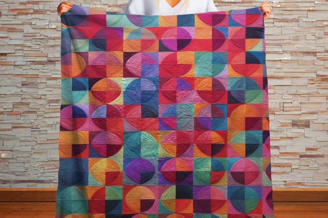 Sherpa Throw Blanket - Red Modern Art Red Quilt pattern Print - Soft Plush Throw Blanket-Jacobson Cottage