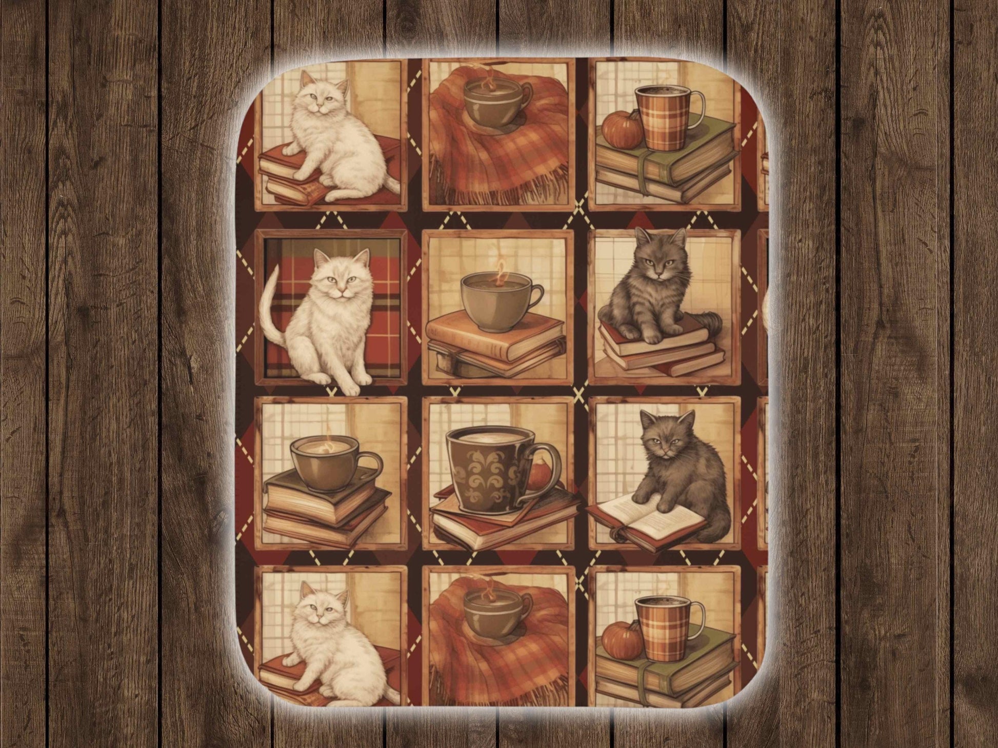 Sherpa Throw Blanket - Cozy Cat and Books - Soft Plush Throw Blanket-Jacobson Cottage