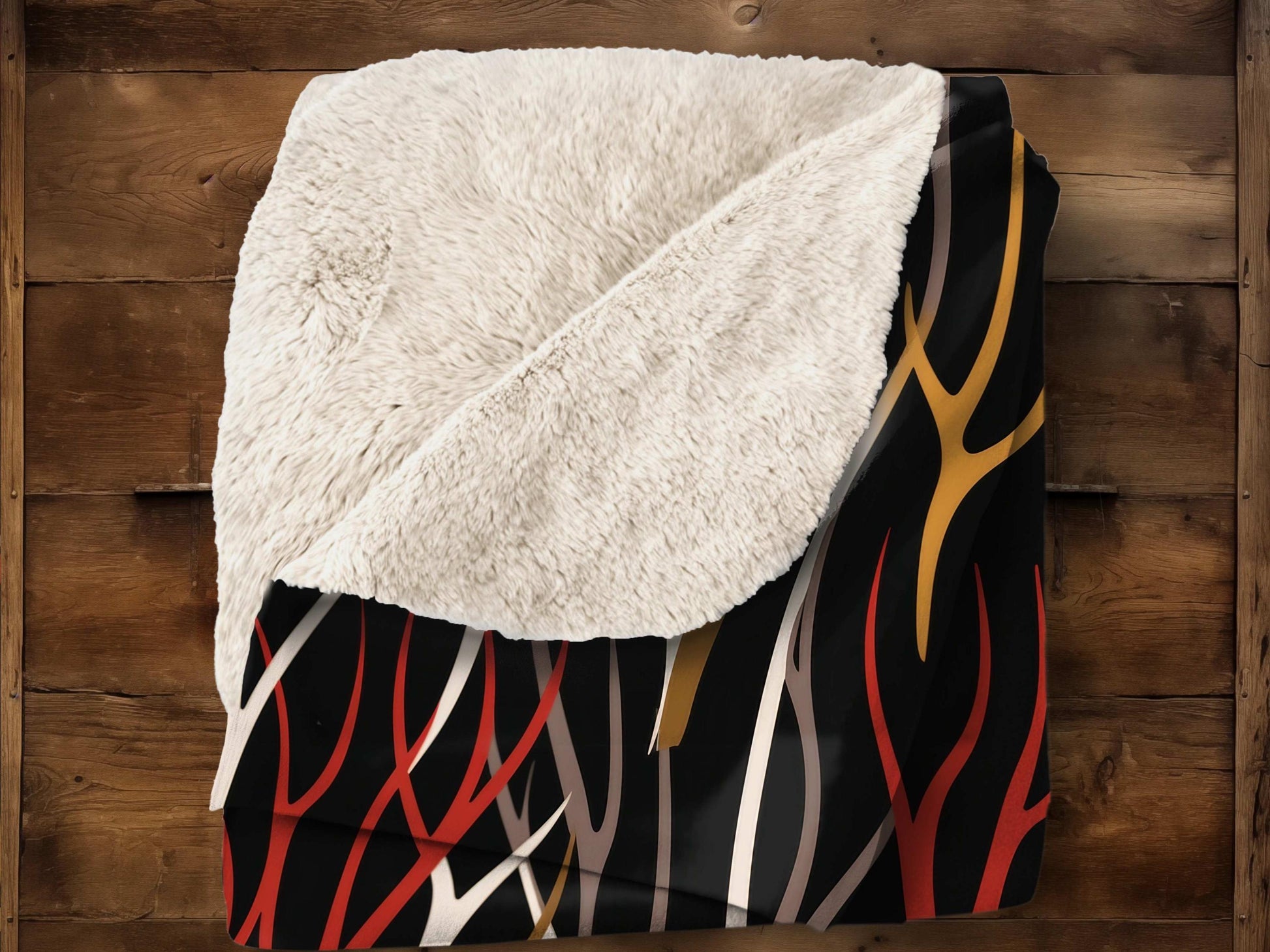 Sherpa Throw Blanket - Modern Antlers Cabin Soft Plush Throw Blanket-Jacobson Cottage