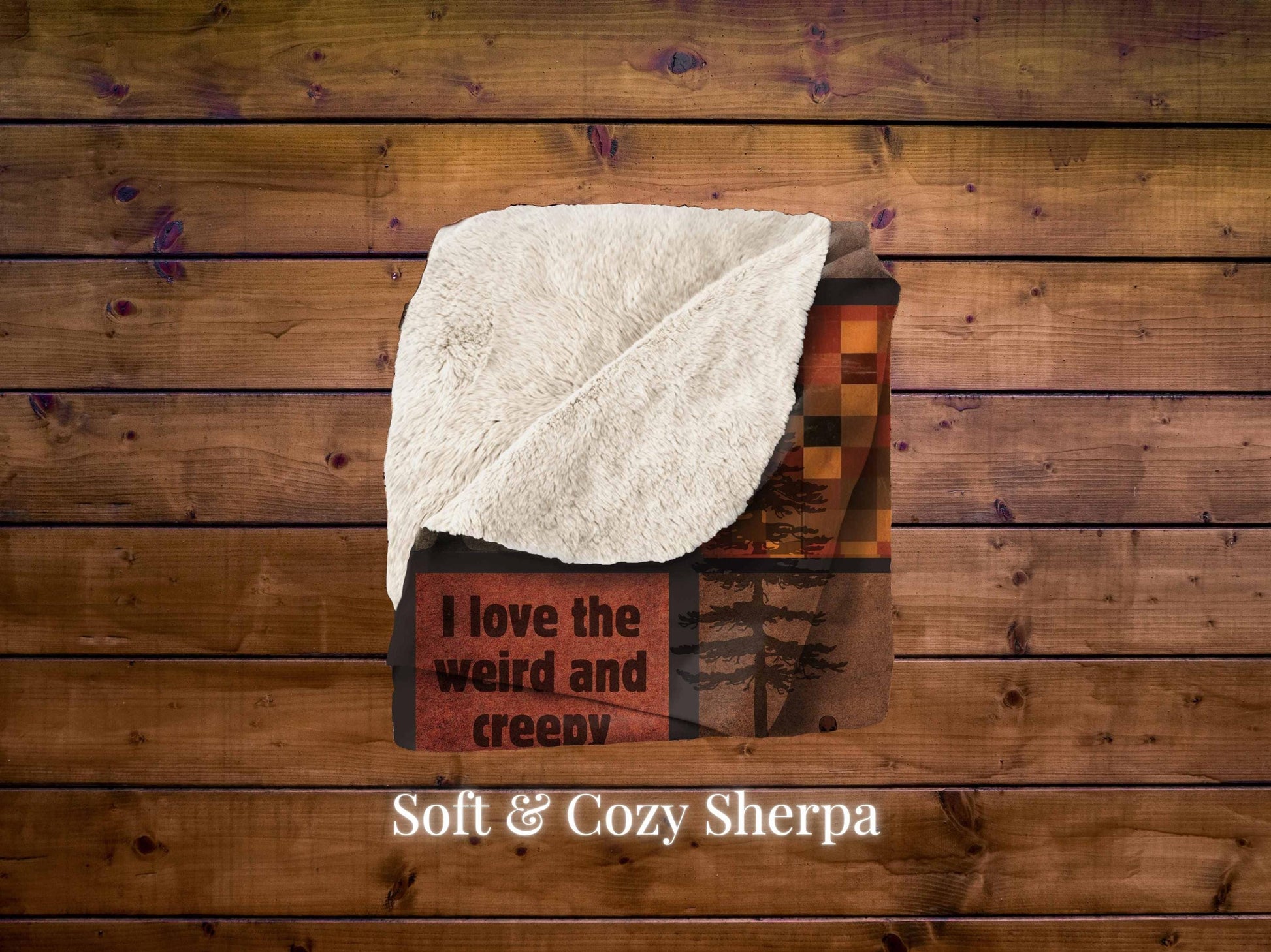 Sherpa Throw Blanket - Creepy Woods Alien and Big Foot - Soft Plush Throw Blanket-Jacobson Cottage
