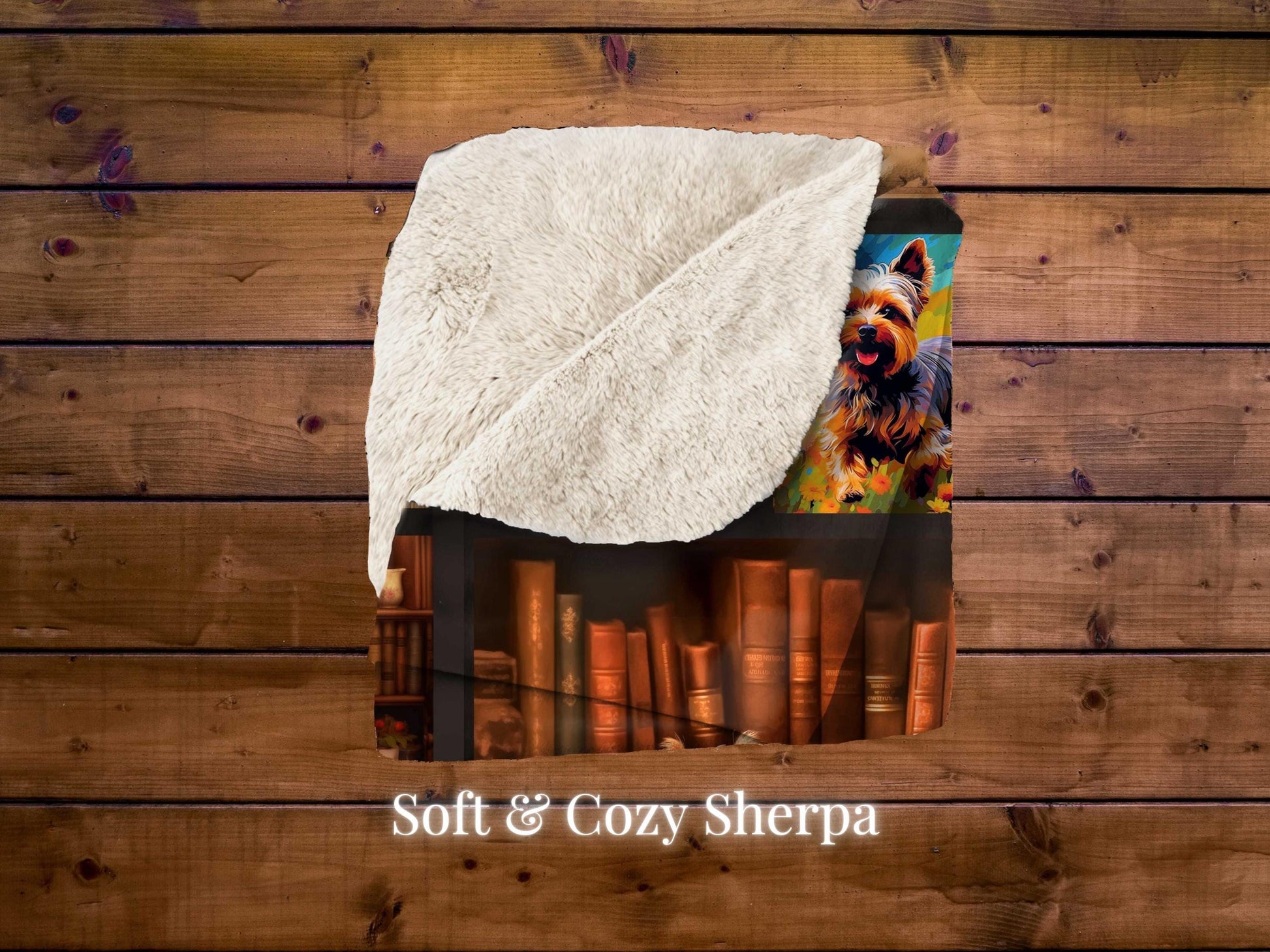 Sherpa Throw Blanket - Cute Yorkie Books and Readying Yorki - Soft Plush Throw Blanket-Jacobson Cottage