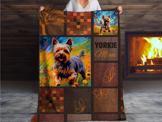 Sherpa Throw Blanket - Yorkie Mom Cozy - Soft Plush Throw Blanket-Jacobson Cottage