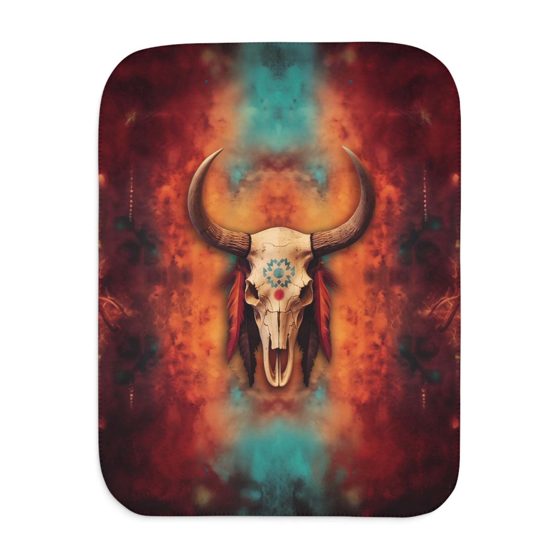 Sherpa Throw Blanket - Boho Bull Skull Southwestern Art Design -Soft Plush Throw Blanket-Jacobson Cottage